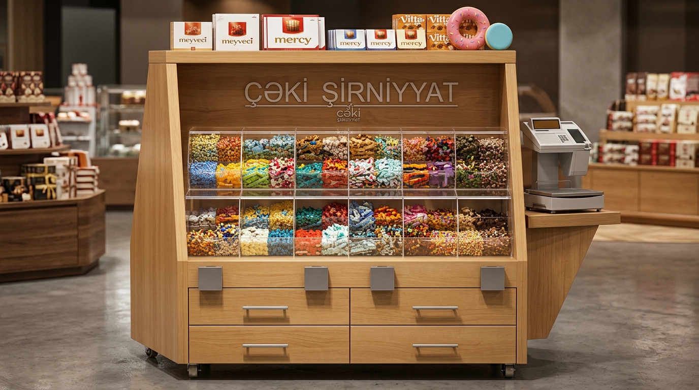 Laminat və pleksiqlas vitrinli məhsul stend nümunələri