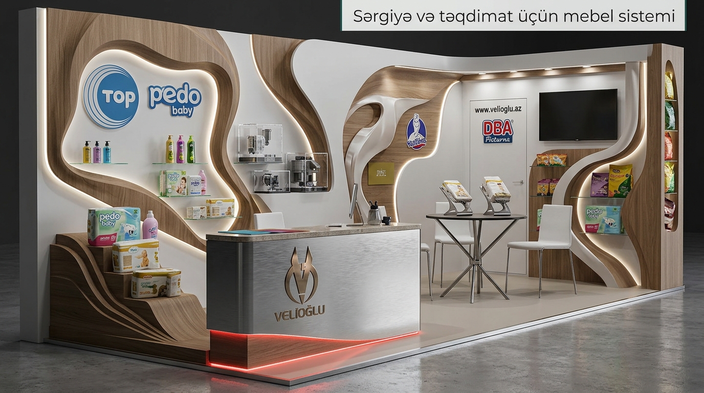 Sərgi və təqdimat üçün mebel sistemi