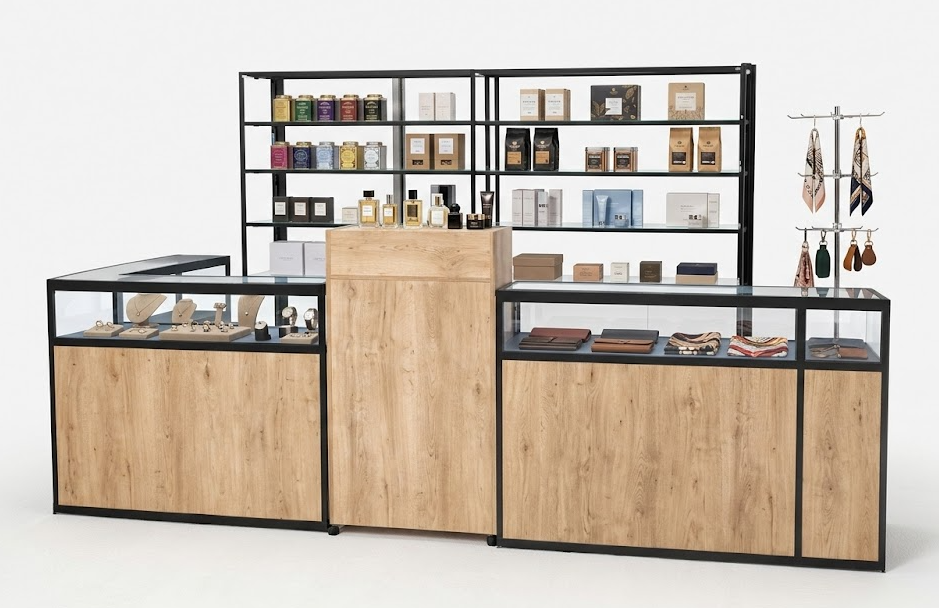 Metal və laminat vitrinli məhsul stend nümunələri - 2