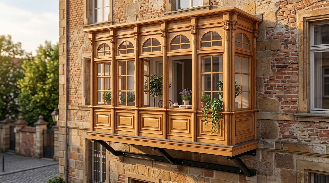 Şüşə Panelli Təbii Taxta Eyvan